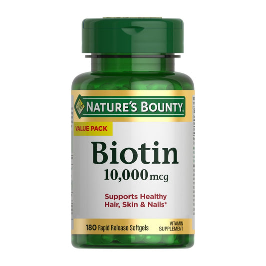 Nature's Bounty Biotin 10.000 mcg – 180 Rapid Release Softgels für Haare, Haut und Nägel