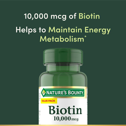 Nature's Bounty Biotin 10.000 mcg – 180 Rapid Release Softgels für Haare, Haut und Nägel
