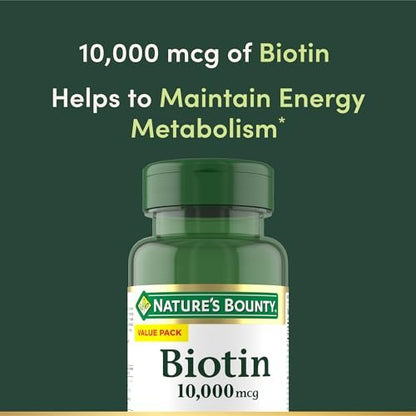 Nature's Bounty Biotin 10.000 mcg – 180 Rapid Release Softgels für Haare, Haut und Nägel