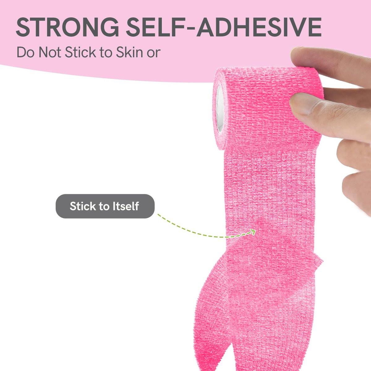 FriCARE Selbstklebender Verbandwickel, medizinisches Tape für Erste-Hilfe-Set, Kohäsive Bandagen für Wunden, Sport, Tiere, 2 Zoll x 5 Yards, 6 Rollen, Neonfarben