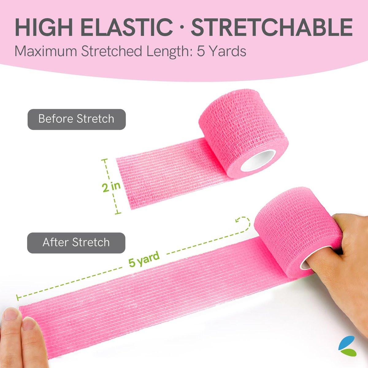 FriCARE Selbstklebender Verbandwickel, medizinisches Tape für Erste-Hilfe-Set, Kohäsive Bandagen für Wunden, Sport, Tiere, 2 Zoll x 5 Yards, 6 Rollen, Neonfarben