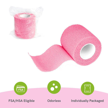 FriCARE Selbstklebender Verbandwickel, medizinisches Tape für Erste-Hilfe-Set, Kohäsive Bandagen für Wunden, Sport, Tiere, 2 Zoll x 5 Yards, 6 Rollen, Neonfarben