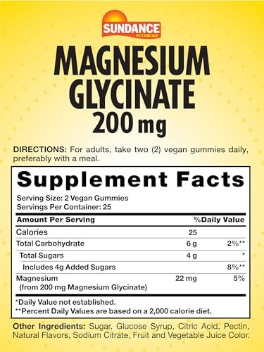 Sundance Magnesium Glycinat Gummibärchen | 200 mg | 50 Stück | Traubengeschmack | Vegan, Non-GMO & Glutenfrei