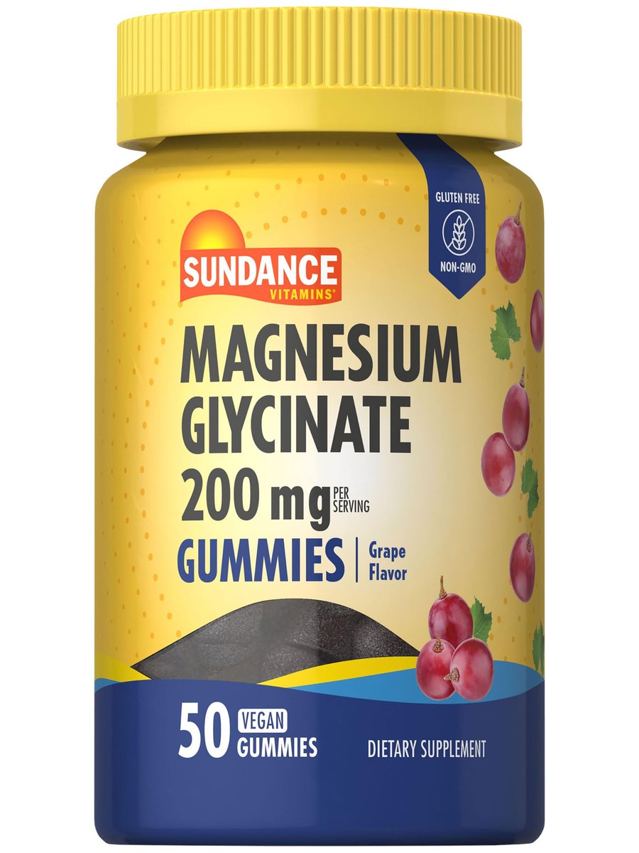 Sundance Magnesium Glycinat Gummibärchen | 200 mg | 50 Stück | Traubengeschmack | Vegan, Non-GMO & Glutenfrei