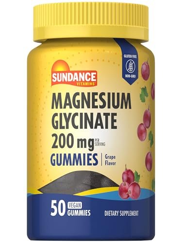 Sundance Magnesium Glycinat Gummibärchen | 200 mg | 50 Stück | Traubengeschmack | Vegan, Non-GMO & Glutenfrei