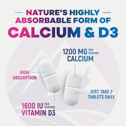 Calcium 1200 mg pro Portion mit Vitamin D3 – Knochengesundheit, Zahn- & Immununterstützung, für Frauen & Männer, 240 Tabletten