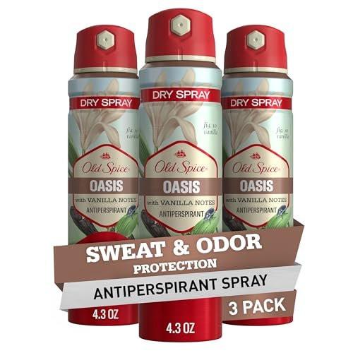 Old Spice Trockenspray Antitranspirant Deodorant für Männer, 24/7 Frische, 24/7 Schweiß- und Geruchsschutz, Sanft zur Haut mit Hautpflegestoffen, Oasis mit Vanille + Arganöl, 4,3 oz (3er-Pack)