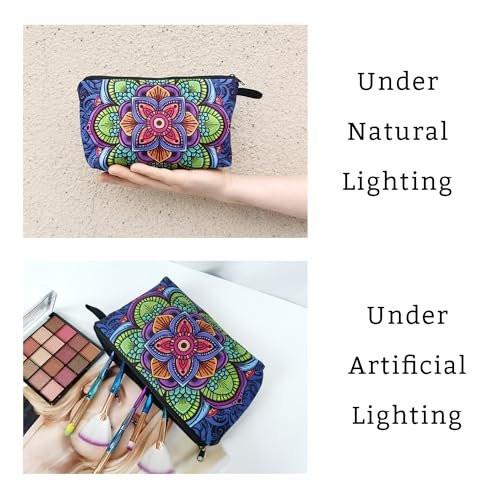 Livel lhood Mandala Blumen Kosmetiktasche – Stilvolle kleine Make-up Organizer Reißverschlusstasche, Blumen Mandala Geburtstagsgeschenk für Frauen, Freundinnen, Schwestern