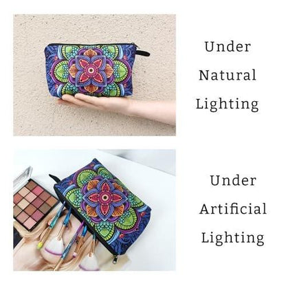 Livel lhood Mandala Blumen Kosmetiktasche – Stilvolle kleine Make-up Organizer Reißverschlusstasche, Blumen Mandala Geburtstagsgeschenk für Frauen, Freundinnen, Schwestern