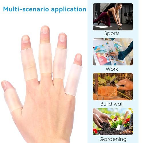 salbsever 20 Stück Fingerhülsen-Schutz Silikon Fingerkappen Gel Fingerhülsen Fingerüberzüge Polsterung und Schutz für rissige Finger