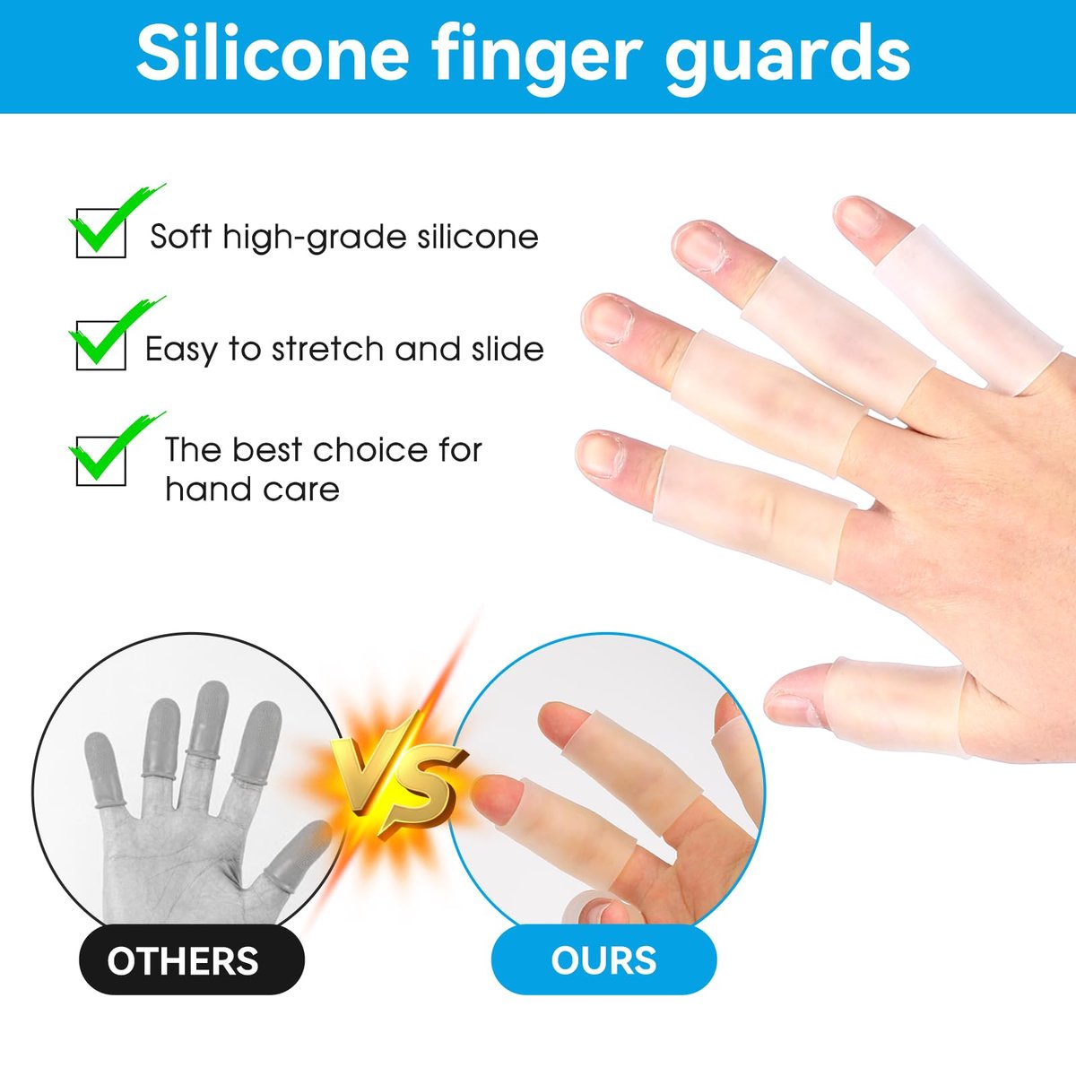 salbsever 20 Stück Fingerhülsen-Schutz Silikon Fingerkappen Gel Fingerhülsen Fingerüberzüge Polsterung und Schutz für rissige Finger