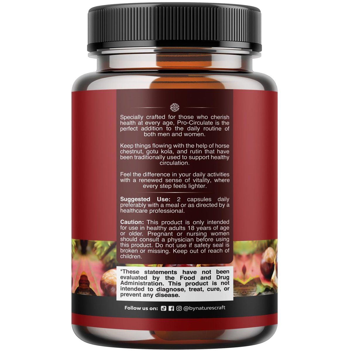 Natures Craft Venen-Unterstützung für Beine und Venen – Ganzkörper-Formel mit Rosskastanienextrakt für Krampfadern und Besenreiser – Vegan, Nicht-GMO, 60 Kapseln