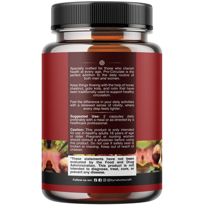Natures Craft Venen-Unterstützung für Beine und Venen – Ganzkörper-Formel mit Rosskastanienextrakt für Krampfadern und Besenreiser – Vegan, Nicht-GMO, 60 Kapseln