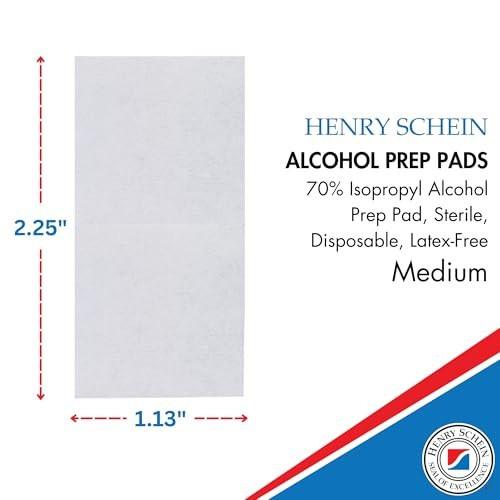 Henry Schein Alkoholtupfer, mittlere Größe, 200 Stück - 70% Isopropylalkohol, einzeln verpackt, sterile Tücher für medizinische & tägliche Anwendung