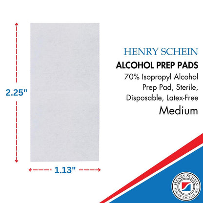 Henry Schein Alkoholtupfer, mittlere Größe, 200 Stück - 70% Isopropylalkohol, einzeln verpackt, sterile Tücher für medizinische & tägliche Anwendung