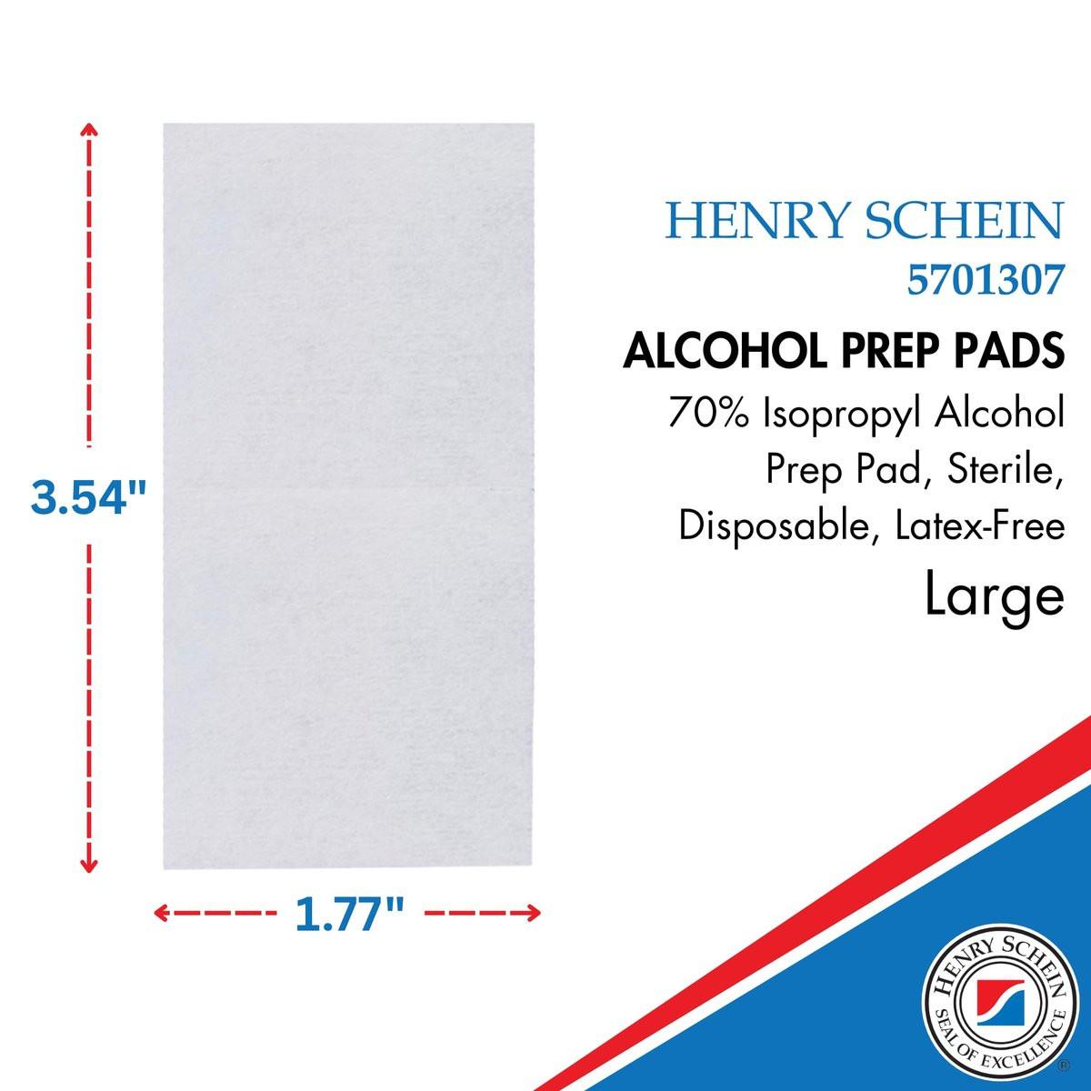 Henry Schein Große Alkohol-Vorbereitungspads (200/Box) – 70% Isopropylalkohol-Tücher, einzeln verpackt – 2-lagig, strukturiert – Hautvorbereitungs-Alkoholtupfer – sterile Pads