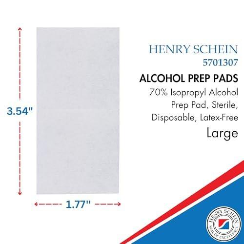 Henry Schein Große Alkohol-Vorbereitungspads (200/Box) – 70% Isopropylalkohol-Tücher, einzeln verpackt – 2-lagig, strukturiert – Hautvorbereitungs-Alkoholtupfer – sterile Pads
