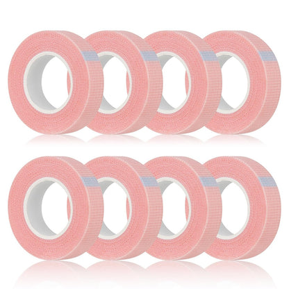 Flezoo 8 Rollen Wimpernklebeband, 9 m/10 Yard Rosa Atmungsaktives Stoff-Wimpern-Make-up-Augenband für Wimpernverlängerungen
