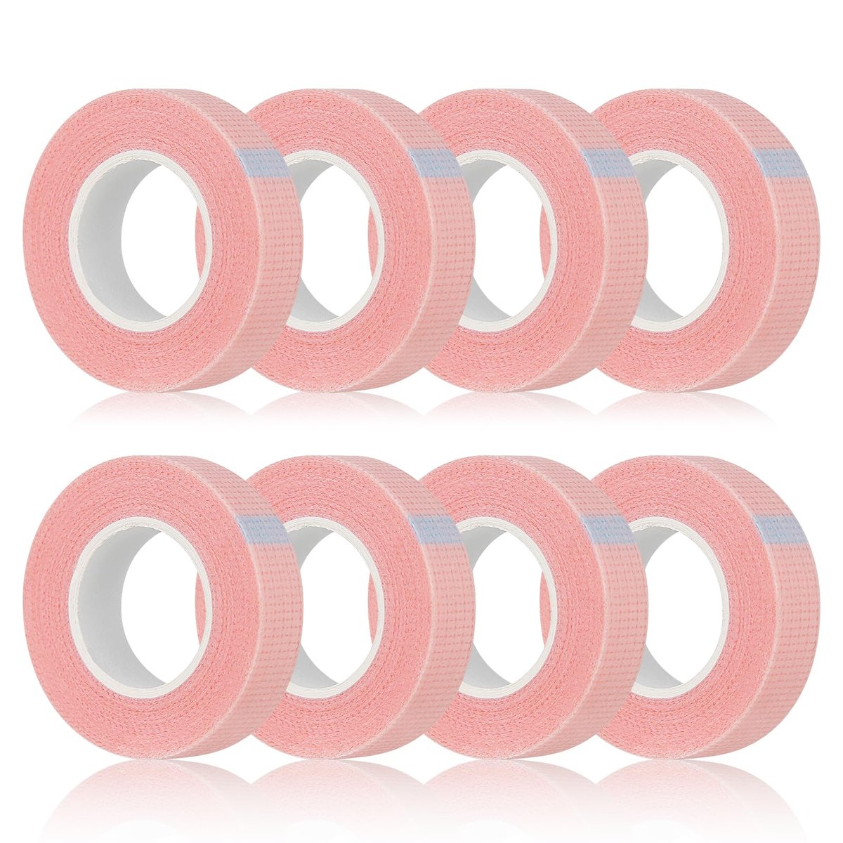 Flezoo 8 Rollen Wimpernklebeband, 9 m/10 Yard Rosa Atmungsaktives Stoff-Wimpern-Make-up-Augenband für Wimpernverlängerungen