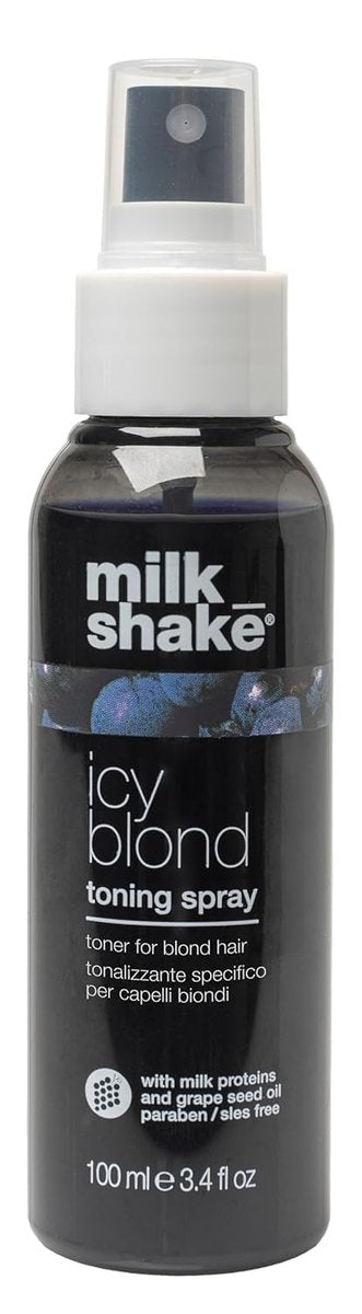 milk_shake Icy Blond Toning Spray – Leave-in Toner mit schwarzem Pigment für kühle Blondtöne, 3,4 fl oz