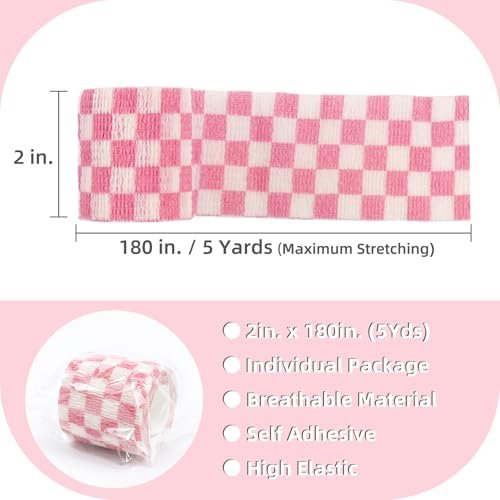 IndigoCase 6 Rollen Selbstklebende Bandage 5 cm, Gitter-Mix Farben Elastisches Sporttape, Veterinärwickel, Handgelenkbandage, Kleine Bandage für Kinder, Finger, Hunde, Haustiere