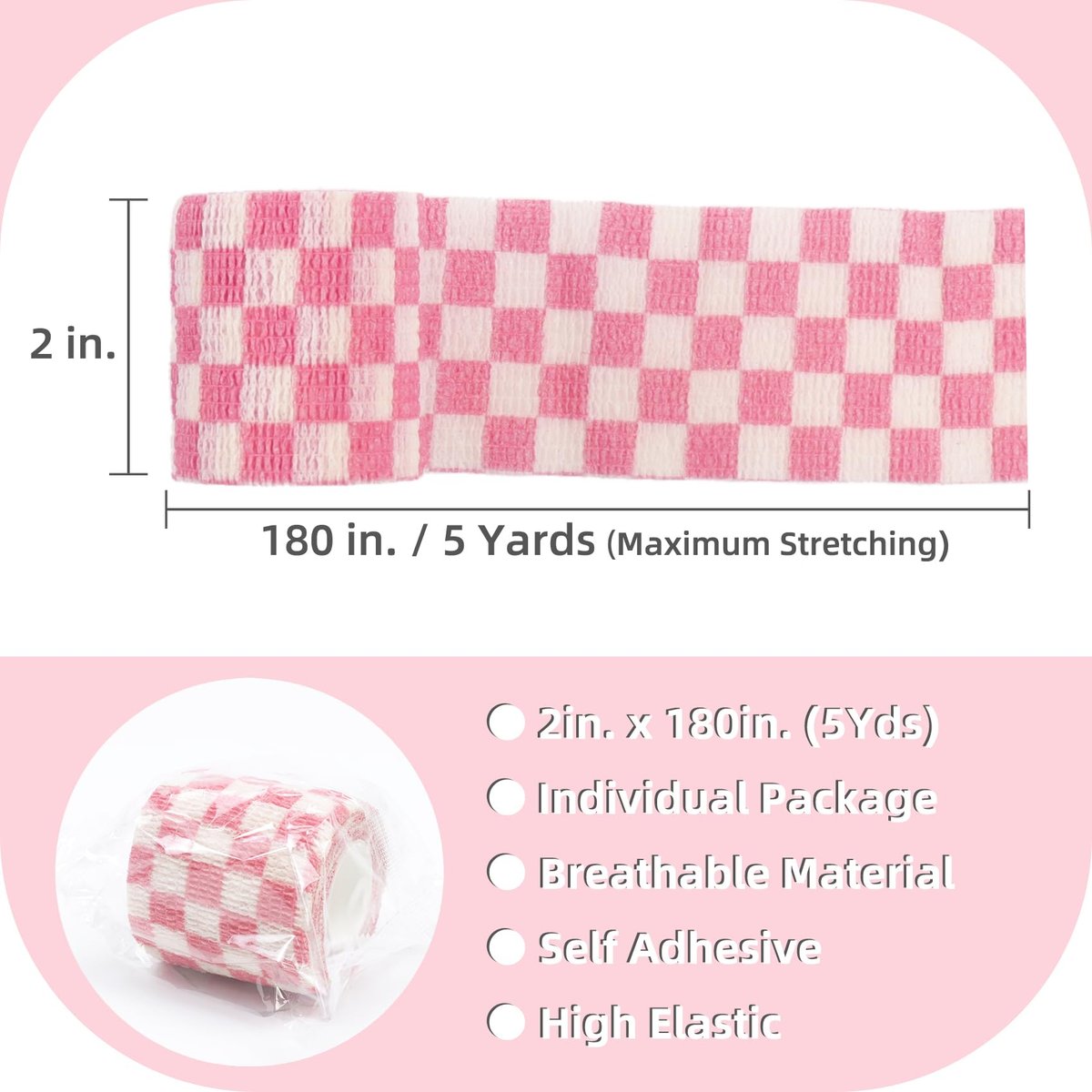 IndigoCase 6 Rollen Selbstklebende Bandage 5 cm, Gitter-Mix Farben Elastisches Sporttape, Veterinärwickel, Handgelenkbandage, Kleine Bandage für Kinder, Finger, Hunde, Haustiere