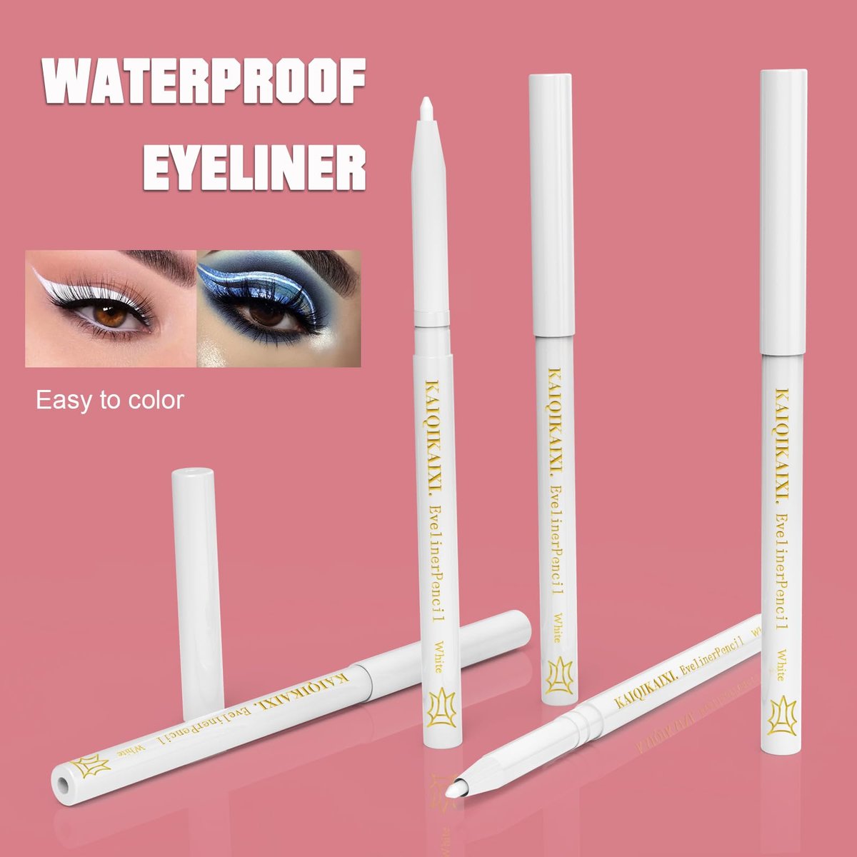 12er-Pack Weiße Eyeliner-Stifte – Professionelle Highlighter, Lippenkonturenstifte, langanhaltende Augenbrauen-Gel-Stifte, Make-up-Tools