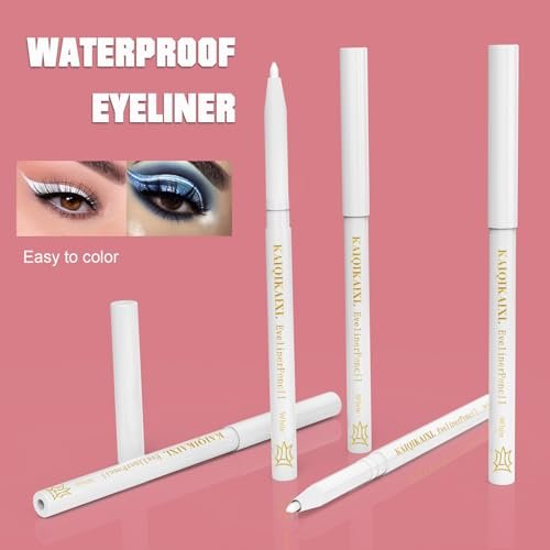 12er-Pack Weiße Eyeliner-Stifte – Professionelle Highlighter, Lippenkonturenstifte, langanhaltende Augenbrauen-Gel-Stifte, Make-up-Tools