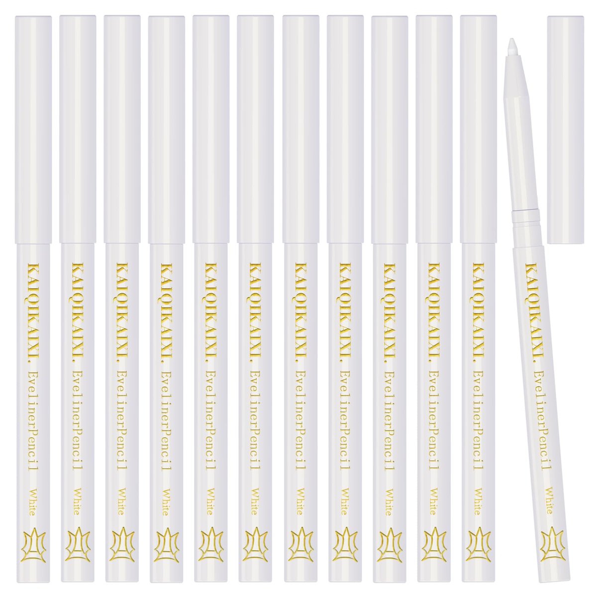 12er-Pack Weiße Eyeliner-Stifte – Professionelle Highlighter, Lippenkonturenstifte, langanhaltende Augenbrauen-Gel-Stifte, Make-up-Tools