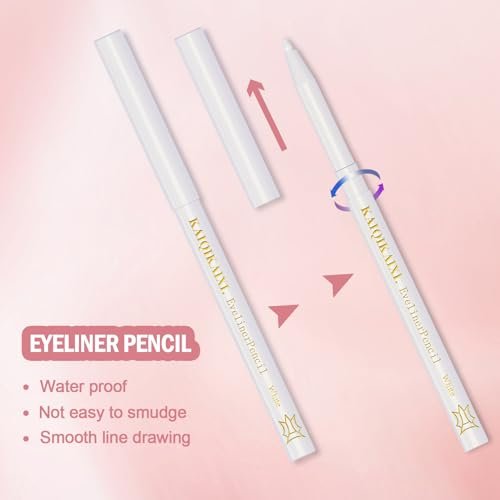 12er-Pack Weiße Eyeliner-Stifte – Professionelle Highlighter, Lippenkonturenstifte, langanhaltende Augenbrauen-Gel-Stifte, Make-up-Tools
