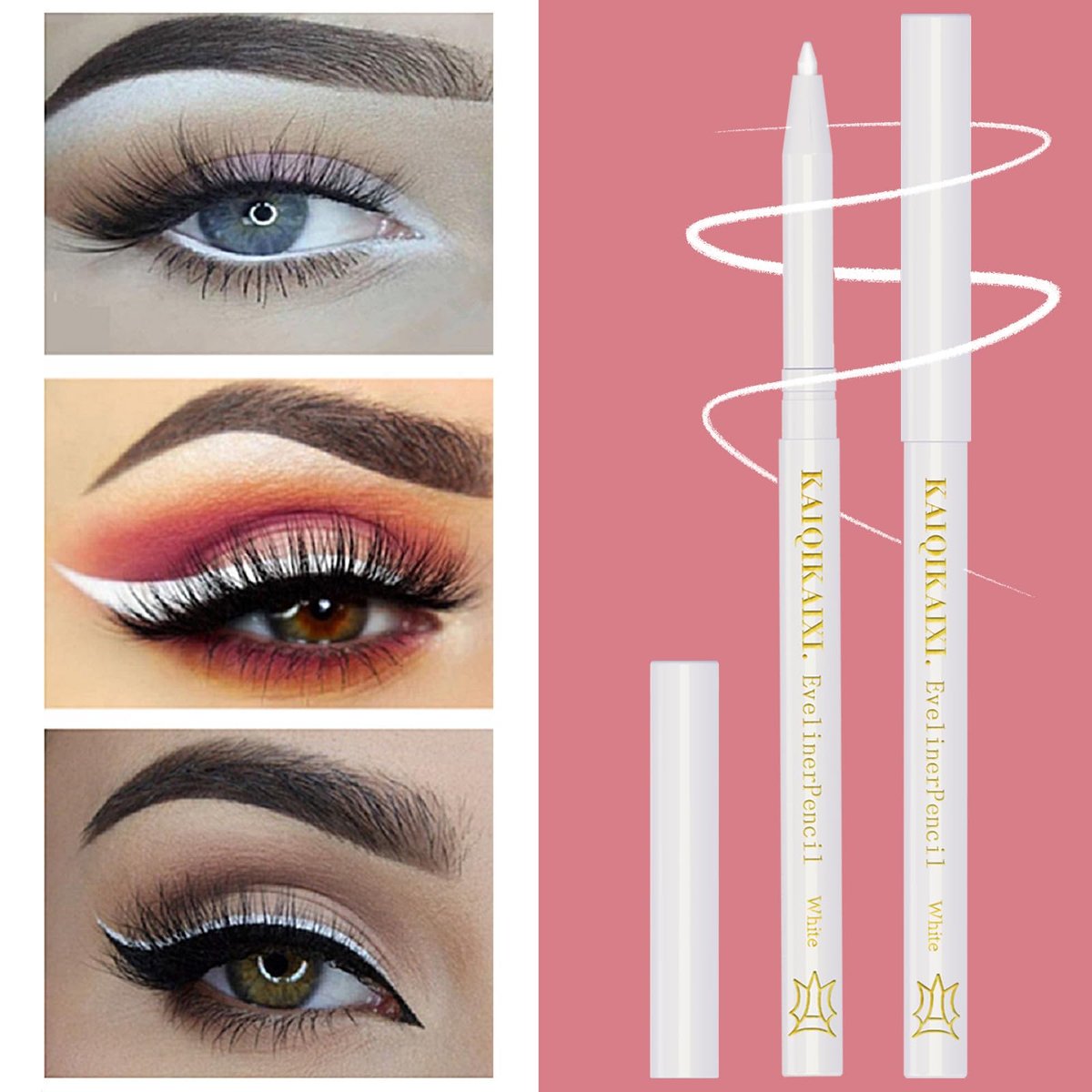 12er-Pack Weiße Eyeliner-Stifte – Professionelle Highlighter, Lippenkonturenstifte, langanhaltende Augenbrauen-Gel-Stifte, Make-up-Tools