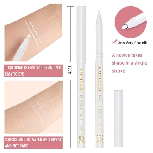 12er-Pack Weiße Eyeliner-Stifte – Professionelle Highlighter, Lippenkonturenstifte, langanhaltende Augenbrauen-Gel-Stifte, Make-up-Tools