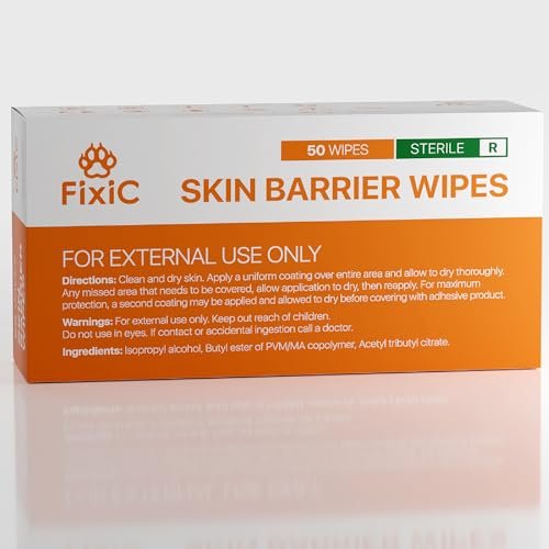 Fixic Skin Barrier Wipes - 50 Stück - Premium Hautschutz-Tücher zur Schaffung einer Barriere zwischen Haut und Aufklebern - Hautkleber-Tücher zur Steigerung der Klebewirkung