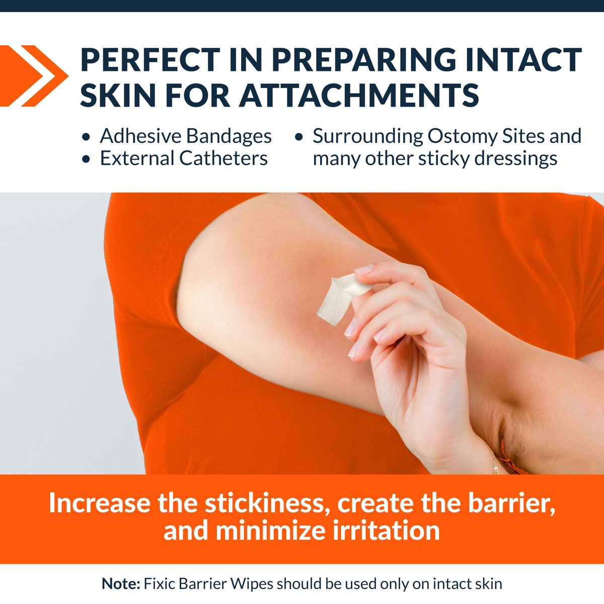 Fixic Skin Barrier Wipes - 50 Stück - Premium Hautschutz-Tücher zur Schaffung einer Barriere zwischen Haut und Aufklebern - Hautkleber-Tücher zur Steigerung der Klebewirkung
