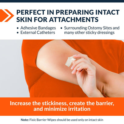 Fixic Skin Barrier Wipes - 50 Stück - Premium Hautschutz-Tücher zur Schaffung einer Barriere zwischen Haut und Aufklebern - Hautkleber-Tücher zur Steigerung der Klebewirkung