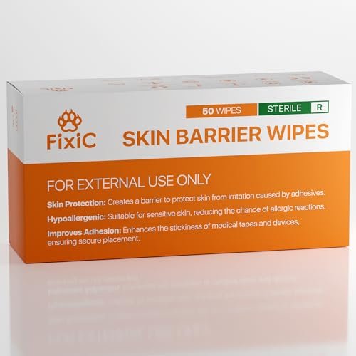 Fixic Skin Barrier Wipes - 50 Stück - Premium Hautschutz-Tücher zur Schaffung einer Barriere zwischen Haut und Aufklebern - Hautkleber-Tücher zur Steigerung der Klebewirkung