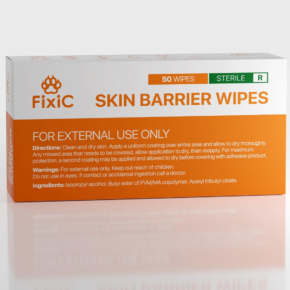 Fixic Skin Barrier Wipes - 50 Stück - Premium Hautschutz-Tücher zur Schaffung einer Barriere zwischen Haut und Aufklebern - Hautkleber-Tücher zur Steigerung der Klebewirkung