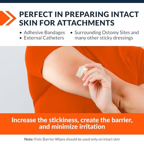 Fixic Skin Barrier Wipes - 50 Stück - Premium Hautschutz-Tücher zur Schaffung einer Barriere zwischen Haut und Aufklebern - Hautkleber-Tücher zur Steigerung der Klebewirkung