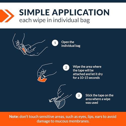 Fixic Skin Barrier Wipes - 50 Stück - Premium Hautschutz-Tücher zur Schaffung einer Barriere zwischen Haut und Aufklebern - Hautkleber-Tücher zur Steigerung der Klebewirkung