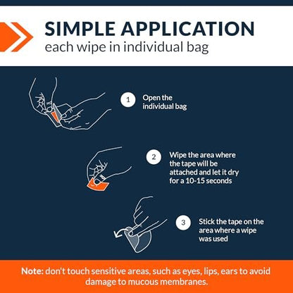 Fixic Skin Barrier Wipes - 50 Stück - Premium Hautschutz-Tücher zur Schaffung einer Barriere zwischen Haut und Aufklebern - Hautkleber-Tücher zur Steigerung der Klebewirkung