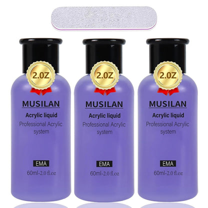 MUSILAN Monomer Acryl-Flüssigkeit 180 ml für Acrylpulver – Professionelle Acryl-Nagelflüssigkeit für Nagelverlängerungen & 3D-Nailart – MMA-frei, schnell trocknend, vergilbungsfrei