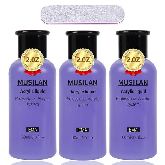 MUSILAN Monomer Acryl-Flüssigkeit 180 ml für Acrylpulver – Professionelle Acryl-Nagelflüssigkeit für Nagelverlängerungen & 3D-Nailart – MMA-frei, schnell trocknend, vergilbungsfrei