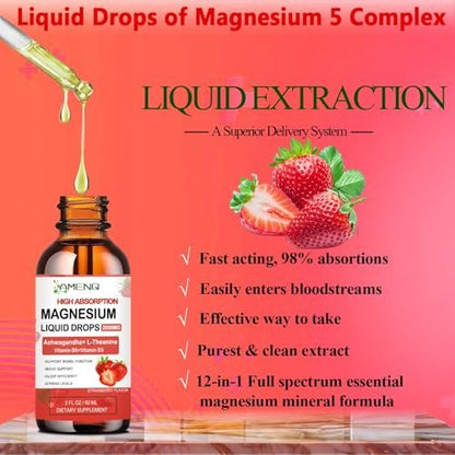 Cortisol Supplement Flüssigkeitstropfen – Cortisol Reducer mit Magnesiumglycinat, KSM-66 Ashwagandha, L-Theanin – Flüssig-Magnesium-Cortisol-Getränkemischung für Hormonbalance, Entspannung und Ruhe