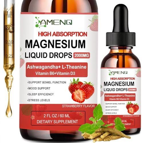 Cortisol Supplement Flüssigkeitstropfen – Cortisol Reducer mit Magnesiumglycinat, KSM-66 Ashwagandha, L-Theanin – Flüssig-Magnesium-Cortisol-Getränkemischung für Hormonbalance, Entspannung und Ruhe