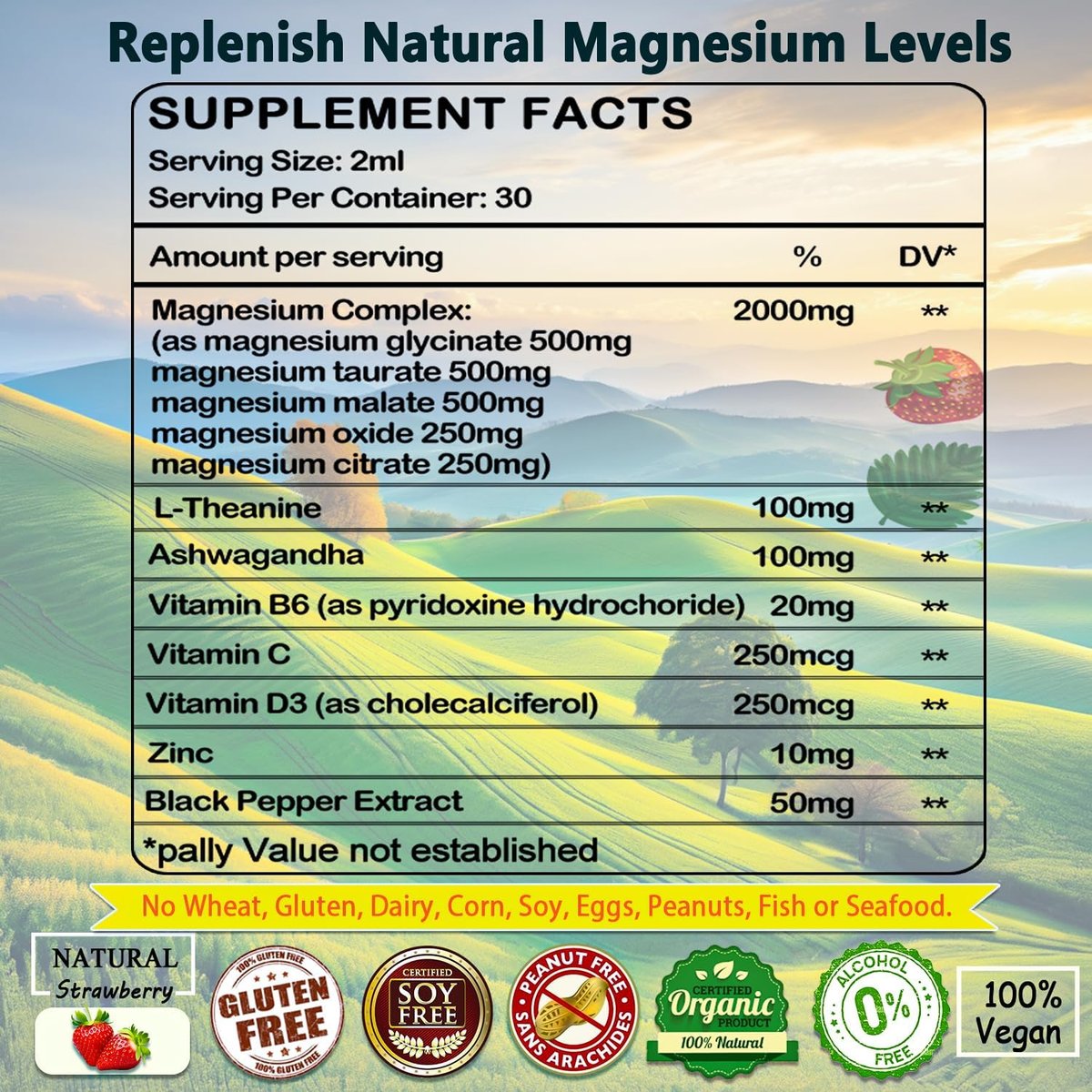 Cortisol Supplement Flüssigkeitstropfen – Cortisol Reducer mit Magnesiumglycinat, KSM-66 Ashwagandha, L-Theanin – Flüssig-Magnesium-Cortisol-Getränkemischung für Hormonbalance, Entspannung und Ruhe