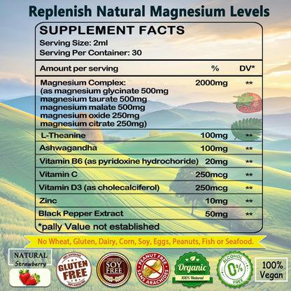 Cortisol Supplement Flüssigkeitstropfen – Cortisol Reducer mit Magnesiumglycinat, KSM-66 Ashwagandha, L-Theanin – Flüssig-Magnesium-Cortisol-Getränkemischung für Hormonbalance, Entspannung und Ruhe