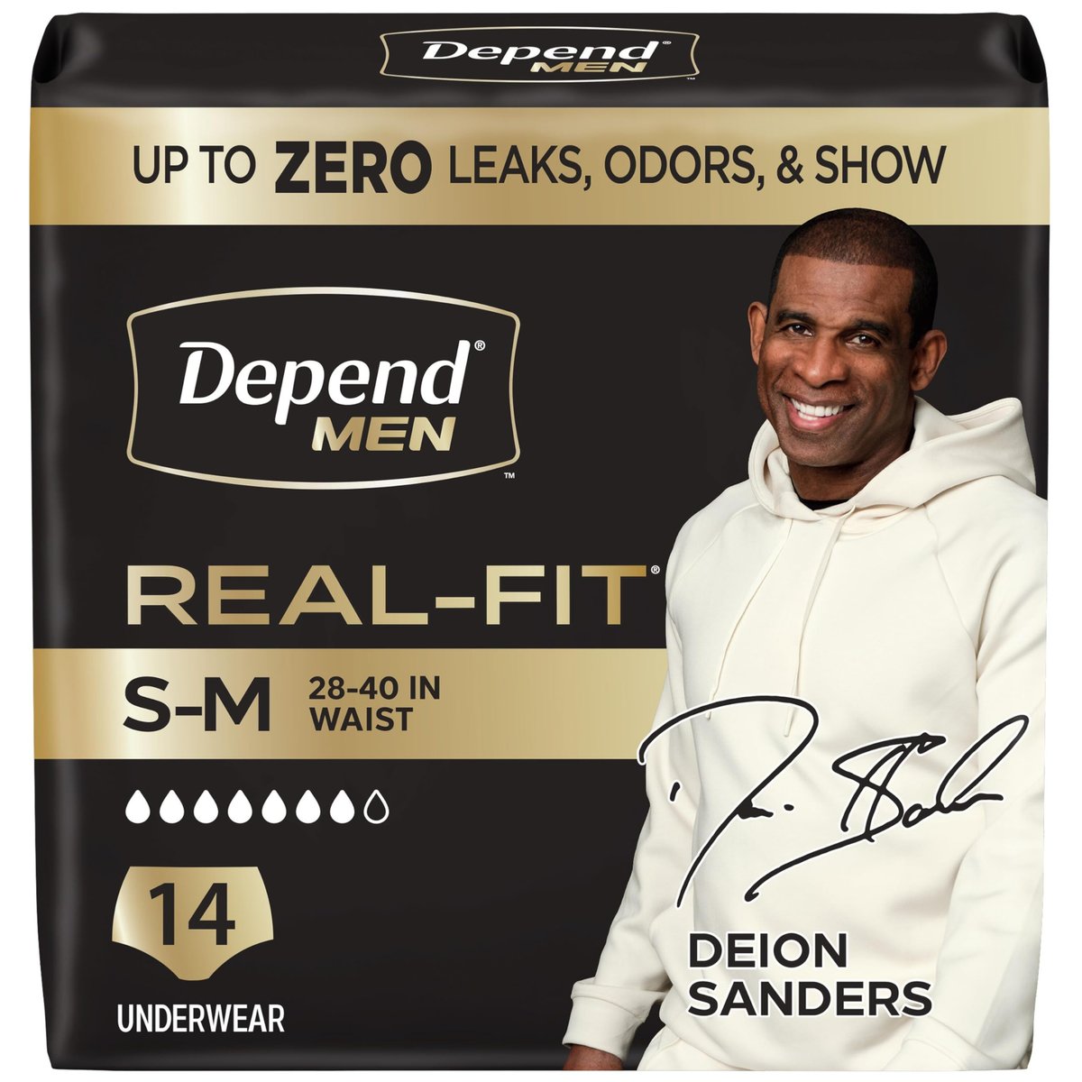 Depend Real Fit Inkontinenzslips für Männer, Einweg, maximale Saugfähigkeit, Klein/Mittel, Grau, 14 Stück