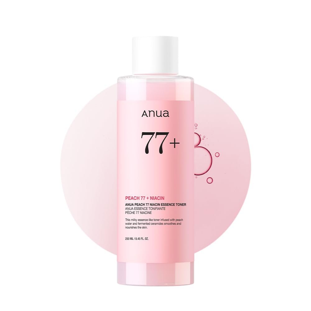 Anua Peach 77 Niacin Essence Toner 250ml – Aufhellender Gesichtstoner mit Niacinamid, Panthenol und Ceramiden für Glas-Haut (Koreanische Hautpflege)