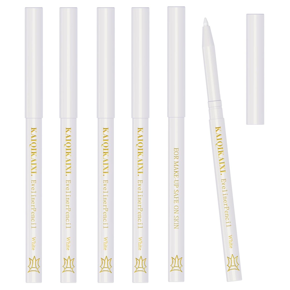 6 Stück Weiße Eyeliner-Stifte – Professionell als Highlighter, Lippenkonturenstift, langanhaltende Farbe, Augenbrauen-Gel-Stift, Make-up-Stift, Beauty-Werkzeuge