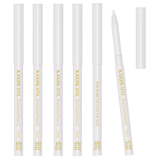 6 Stück Weiße Eyeliner-Stifte – Professionell als Highlighter, Lippenkonturenstift, langanhaltende Farbe, Augenbrauen-Gel-Stift, Make-up-Stift, Beauty-Werkzeuge